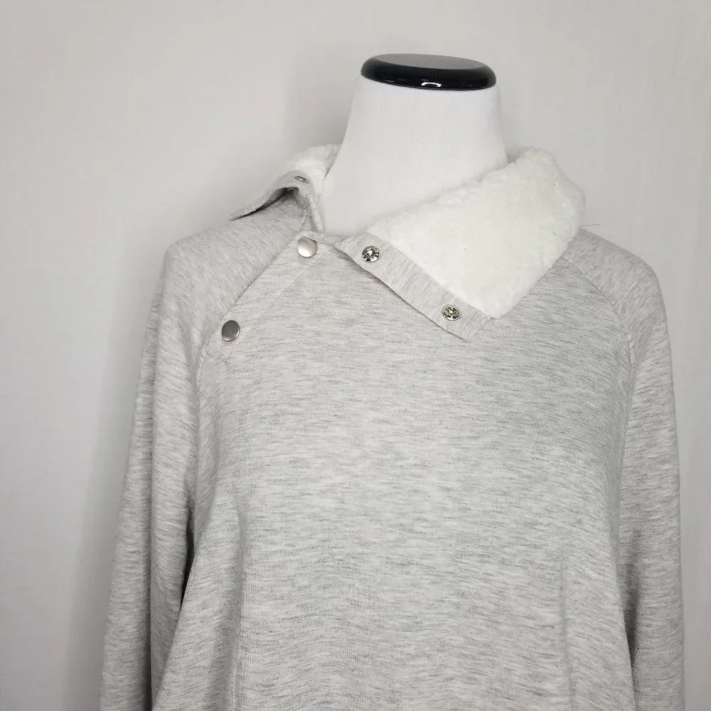Maternity Sherpa Fleece Sweatshirt Light Gray - Picture 4 of 8